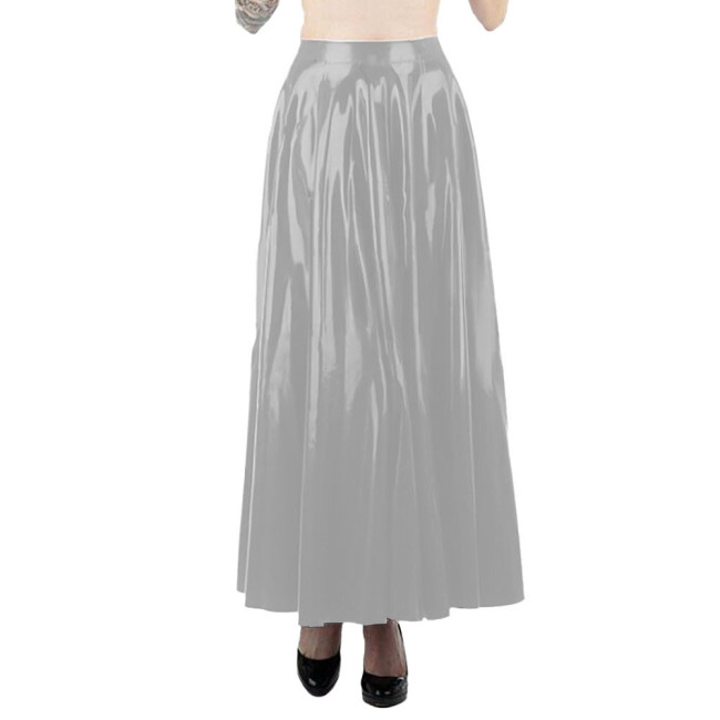 Sexy Pleated Ankle-length Black Skirt High Waist Gothic Long Skirts Faux Leather PVC Women Clothing Club Party Streetwear 7XL