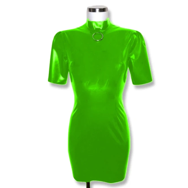 resses for Women 2024 Summer Mini Dress Boho Beach Leather PVC Short Sleeve Dress Women's Sundress Slim Female korean Clothing