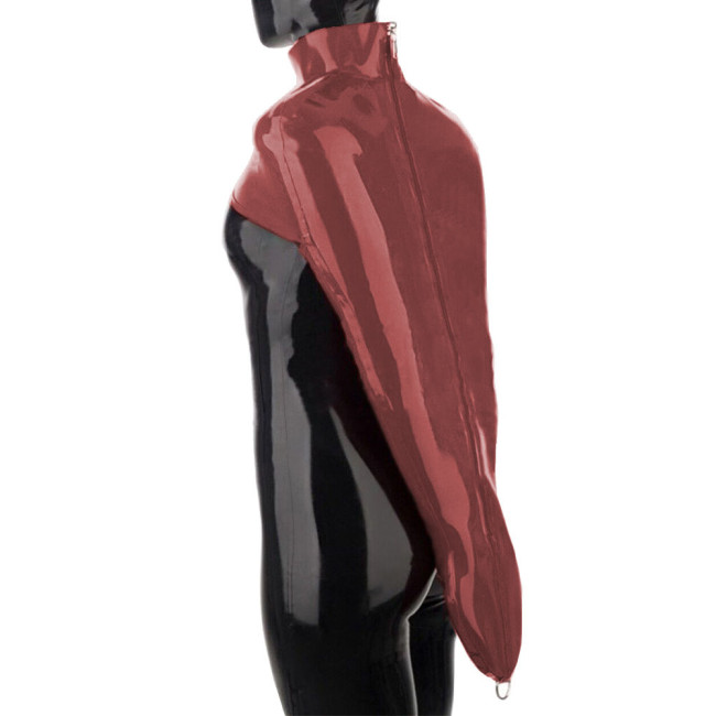Exotic Unisex Shiny PVC Leather Armbinder Restraint Tops Sexy Club Full Sleeve Bondage T-Shirts Fetish Skintight Novelty Costume