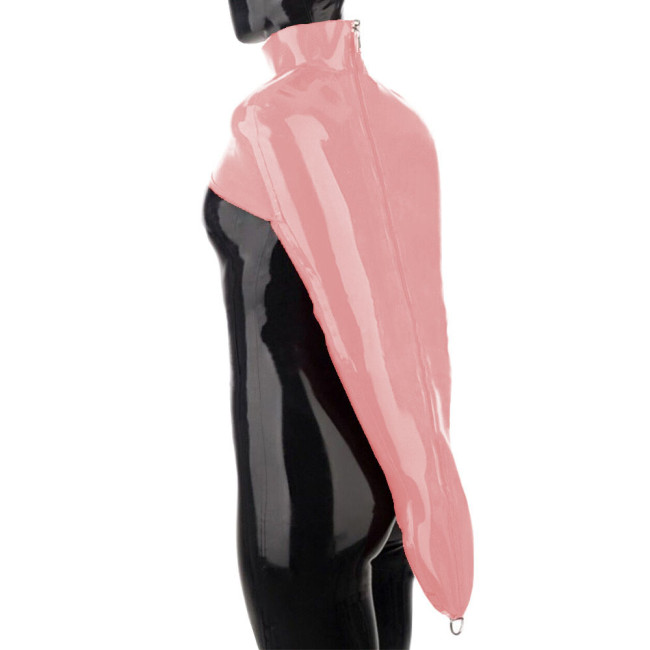 Exotic Unisex Shiny PVC Leather Armbinder Restraint Tops Sexy Club Full Sleeve Bondage T-Shirts Fetish Skintight Novelty Costume