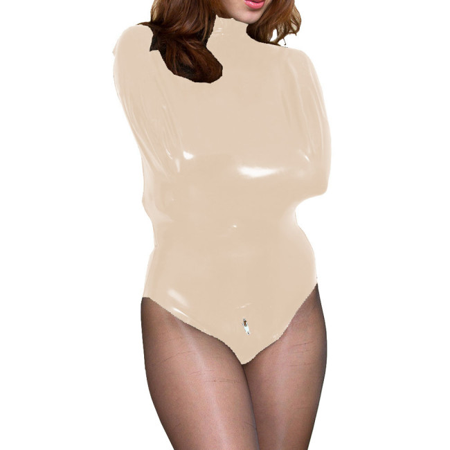 Mini Short Bodysuit  Sexy  PVC Leather Bodycon  Novelty Hand Wrapped Sleeves Bodysuit  Summer Party Hight Neck Skinny Short