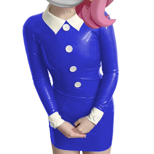 Long Sleeve Turn Down Collar Bodycon Dress White Button Slim Back Zipper Party Dresses Cosplay Costume Women Clothing Vestidos