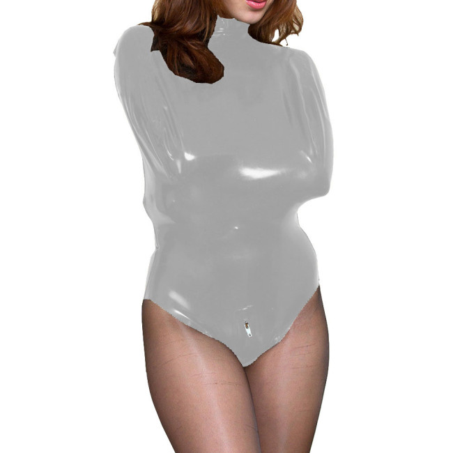 Mini Short Bodysuit  Sexy  PVC Leather Bodycon  Novelty Hand Wrapped Sleeves Bodysuit  Summer Party Hight Neck Skinny Short