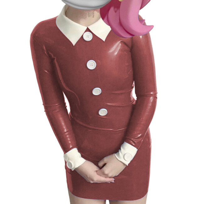 Long Sleeve Turn Down Collar Bodycon Dress White Button Slim Back Zipper Party Dresses Cosplay Costume Women Clothing Vestidos