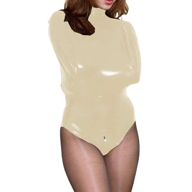 Mini Short Bodysuit  Sexy  PVC Leather Bodycon  Novelty Hand Wrapped Sleeves Bodysuit  Summer Party Hight Neck Skinny Short