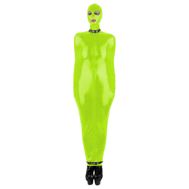 Unisex Back Zipper Catsuit Stretch Vinyl Leather PVC Bodysuit Cosplay Costume Fetish Wear Zentai Halloween Women Mens Suits 7XL