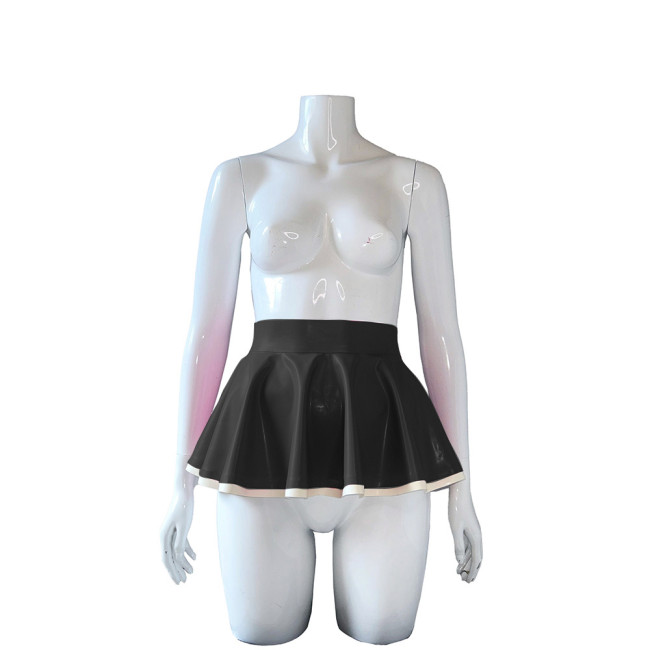 Wetlook High Waist PVC Leather Mini Pleated Skirt Women Sexy Party Short A-line Skirt Summer Clubwear Candy Color Skater Skirt