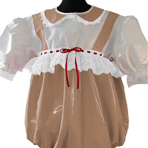 Halloween Party Adult Giant Baby PVC Shiny Rompers Sissy Glossy Faux Leather Bodysuit Sweet Short Sleeve Peter Pan Collar Onesie