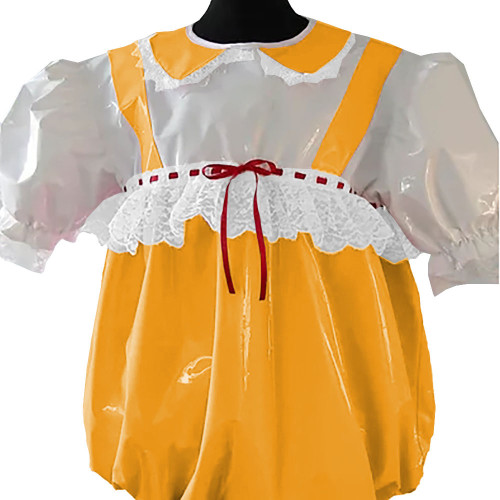 Halloween Party Adult Giant Baby PVC Shiny Rompers Sissy Glossy Faux Leather Bodysuit Sweet Short Sleeve Peter Pan Collar Onesie
