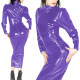 Wetlook Lockable Bodycon PVC Shiny Long Dress Women Punk High Neck Skinny Hobble Dress Stretchy Long Sleeve Party Dress Clubwear