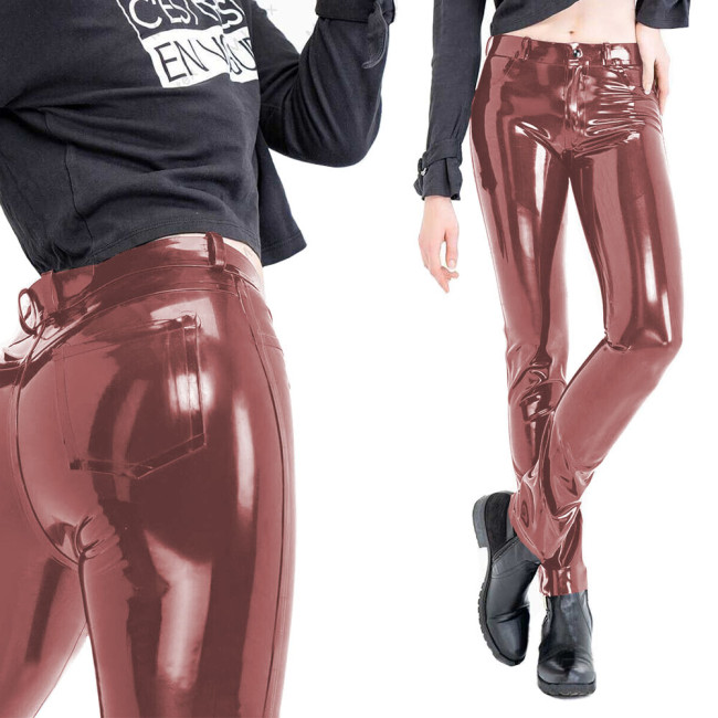 Women's Office High Street Pencil Pants Casual Shiny PVC Leather Leggings Vinyl Female Trousers Elegant Lady Slim Pantalones 7XL