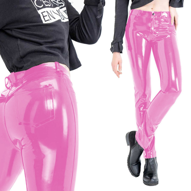 Women's Office High Street Pencil Pants Casual Shiny PVC Leather Leggings Vinyl Female Trousers Elegant Lady Slim Pantalones 7XL