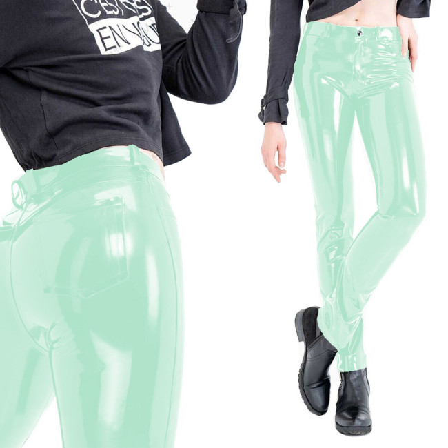 Women's Office High Street Pencil Pants Casual Shiny PVC Leather Leggings Vinyl Female Trousers Elegant Lady Slim Pantalones 7XL