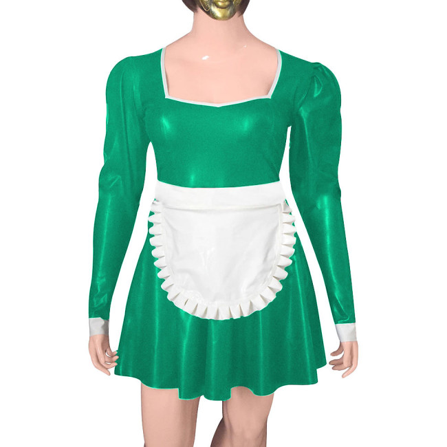 Mens Sissy French Maid Cosplay Costume Plus Size Anime Role Play Maid Uniforms Women Party Long Sleeve A-line Dress with Apron