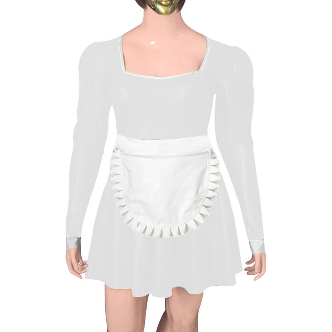 Mens Sissy French Maid Cosplay Costume Plus Size Anime Role Play Maid Uniforms Women Party Long Sleeve A-line Dress with Apron