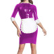 Elegant Three-quarter Sleeve French Maid PVC Pencil Dress with Apron Sexy Zipper Front Tight Maid Uniform Maid Roleplay Dress Up
