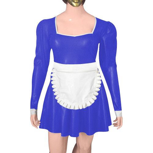 Mens Sissy French Maid Cosplay Costume Plus Size Anime Role Play Maid Uniforms Women Party Long Sleeve A-line Dress with Apron