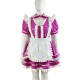Lolita Short Puff Sleeve Maid Dress with White Apron Halloween Party Cosplay Pleated Maid Uniforms Sissy Shiny PVC Maid Outfits