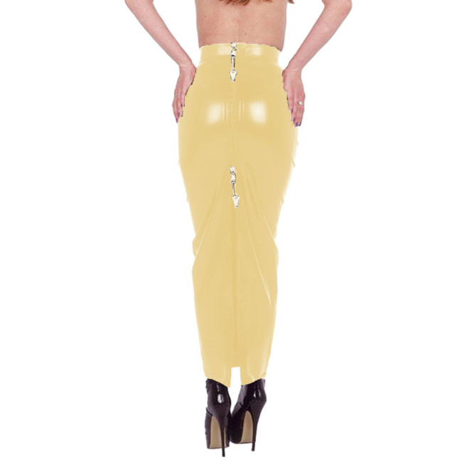 Lockable PVC Shiny High Waist Hobble Skirts Sissy Sexy Two-way Zipper Long Mermaid Pencil Skirts Wetlook Bodycon Skirts Fetish