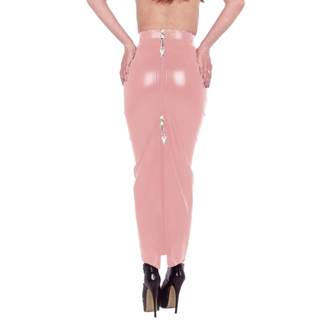 Lockable PVC Shiny High Waist Hobble Skirts Sissy Sexy Two-way Zipper Long Mermaid Pencil Skirts Wetlook Bodycon Skirts Fetish