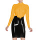 Vintage Back Zipper Long Sleeve Shirt Mock Collar Ruffle Top Glossy PVC Leather Slim Office Lady Casual Daily Commuting Clothes