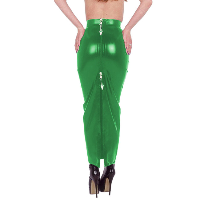 Lockable PVC Shiny High Waist Hobble Skirts Sissy Sexy Two-way Zipper Long Mermaid Pencil Skirts Wetlook Bodycon Skirts Fetish