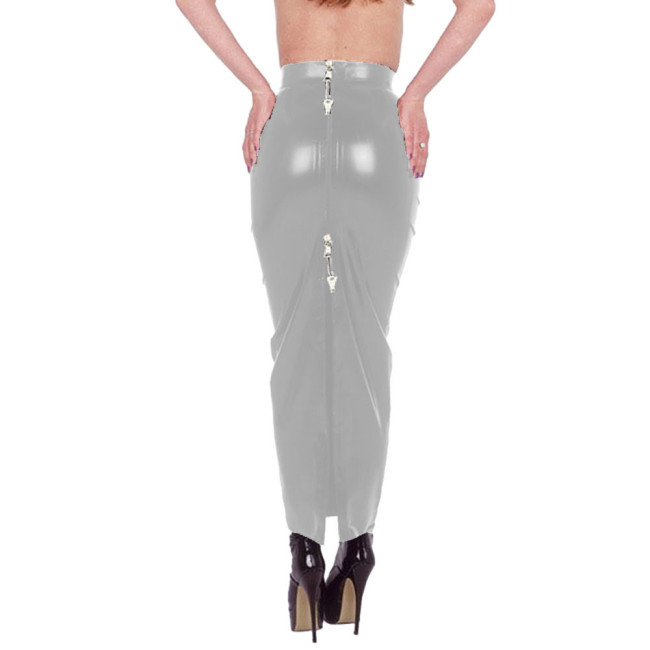 Lockable PVC Shiny High Waist Hobble Skirts Sissy Sexy Two-way Zipper Long Mermaid Pencil Skirts Wetlook Bodycon Skirts Fetish
