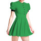 Summer Peter Pan Collar PVC Shiny Women's Dress Fashion Slim High Waist Short Sleeve A-line Dresses Ladies Casual Mini Dress 7XL