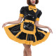Lockable Sissy Wet PVC A-line Maid Dress with Apron Long Sleeved Ruffled Maid French Uniform Halloween Party Cosplay Costume 7XL