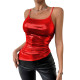 Fashion Sexy Off Shoulder Spaghetti Strap Tops Womens Metallic Shiny Sleeveless Solid Color Camis Female Nightclub Party Wear
