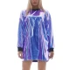 Women Rave Party Loose Holographic Laser Mini Dress Shiny Metallic Long Sleeve Short T-shirt Dress Nightclub Straight Vestidos