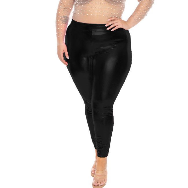 Plus Size Sexy Shiny Metallic Pants High Waist Women Bodycon Party Club Trousers Office Ladies Long Pencil Pants Female Clubwear