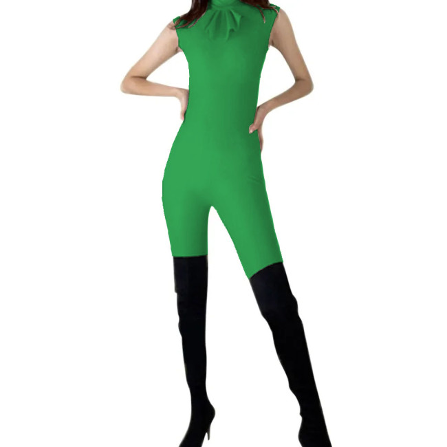 Sleeveless Catsuit Faux Leather Jumpsuit for Women Party Ladies Shiny Sheath PVC Wetlook Rompers High Neck Zentai Bodysuit 7XL