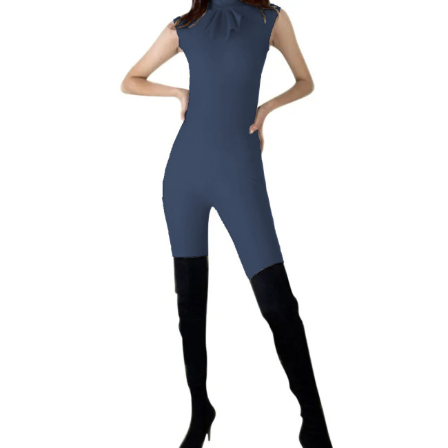 Sleeveless Catsuit Faux Leather Jumpsuit for Women Party Ladies Shiny Sheath PVC Wetlook Rompers High Neck Zentai Bodysuit 7XL
