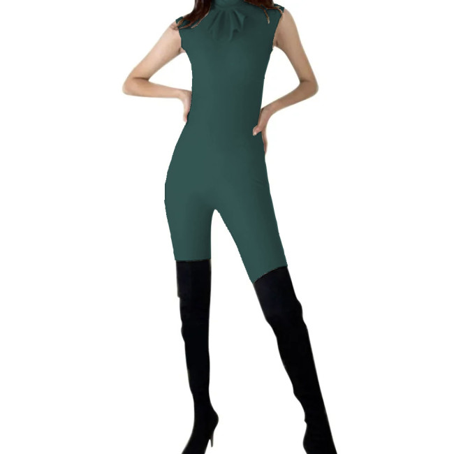 Sleeveless Catsuit Faux Leather Jumpsuit for Women Party Ladies Shiny Sheath PVC Wetlook Rompers High Neck Zentai Bodysuit 7XL