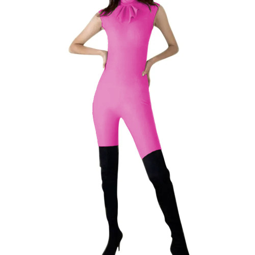 Sleeveless Catsuit Faux Leather Jumpsuit for Women Party Ladies Shiny Sheath PVC Wetlook Rompers High Neck Zentai Bodysuit 7XL