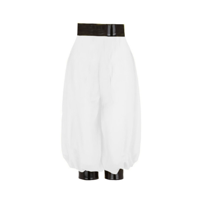 PVC Leather Patchwork Midi Pants Womens Elastic Waist Bloomers Halloween Party Cosplay Lolita Cosplay Bottoms Costume 7XL