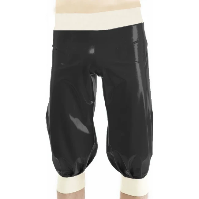 Male PVC Leather Patchwork Midi Pants Womens Elastic Waist Bloomers Halloween Party Cosplay Lolita Cosplay Bottoms Costume 7XL