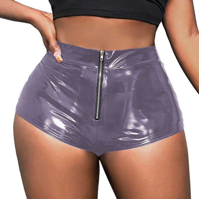 Sexy Mini Women Shorts PU Leather Push Up Front Zipper American Style Spicy Cosplay Costumes Party Versatile Fashionable Bottoms