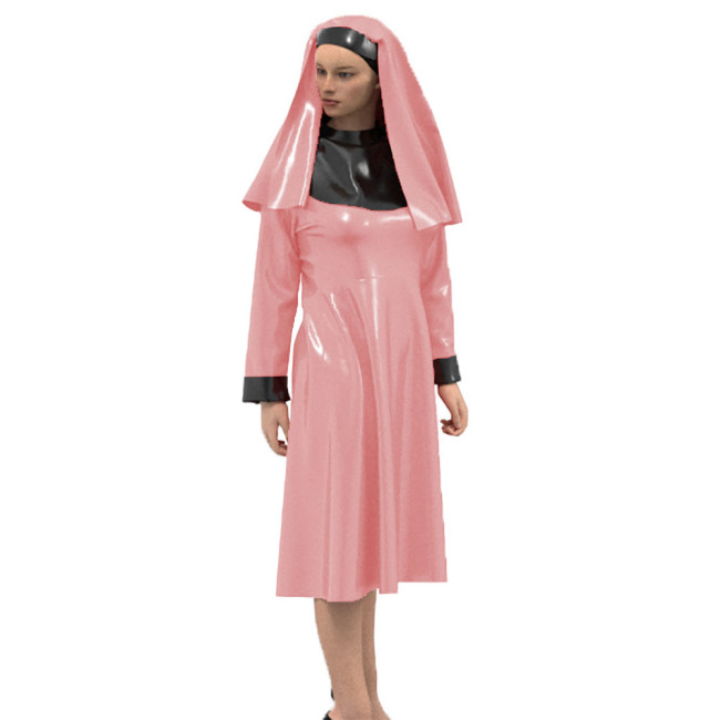 Women's Sexy Sister Costume Faux Latex Sexy Bad Habit Nun Costume Vinyl Exotic Role play Uniform Halloween Cosplay Religious