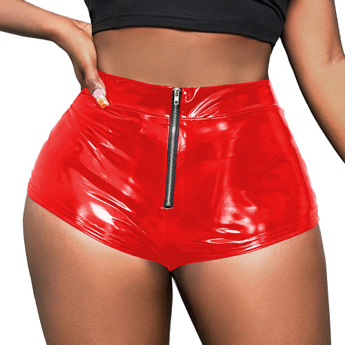 Sexy Mini Women Shorts PU Leather Push Up Front Zipper American Style Spicy Cosplay Costumes Party Versatile Fashionable Bottoms