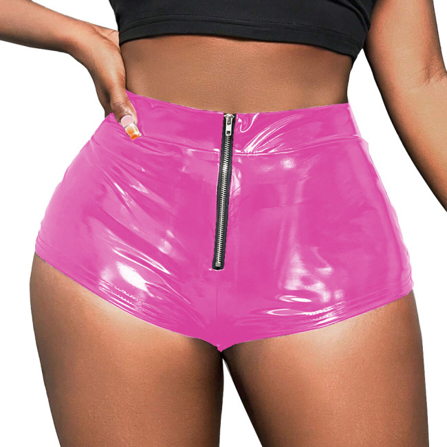 Sexy Mini Women Shorts PU Leather Push Up Front Zipper American Style Spicy Cosplay Costumes Party Versatile Fashionable Bottoms