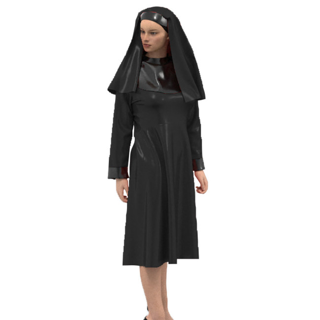 Women's Sexy Sister Costume Faux Latex Sexy Bad Habit Nun Costume Vinyl Exotic Role play Uniform Halloween Cosplay Religious