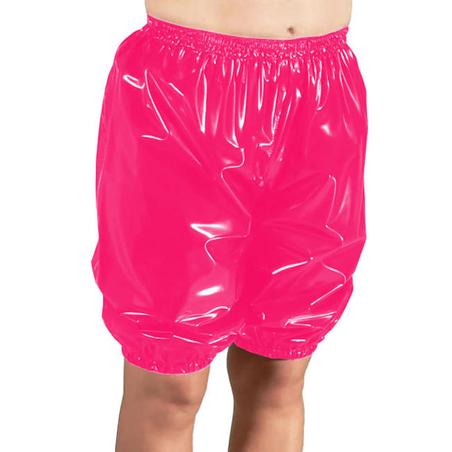 Men's Pants Elastic Waisted Knee Length Half Pants Wertlook Synthetic Latex Costumes Basic Casual Daily Shorts Shiny Street Wear