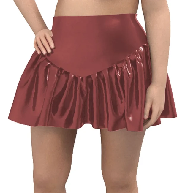 Sweet Solid Pleated Super Mini Skirt Patent Leather Slim Middle-Waisted Skirts Women 2024 Summer Fashion Streetwear Sissy Skirts