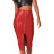 Bodycon Skirt Front Zip-up Slit Women Skirt Office Lady Costume Glossy PVC Leather Elegant Match Bottoms Bachelorette Party Wear