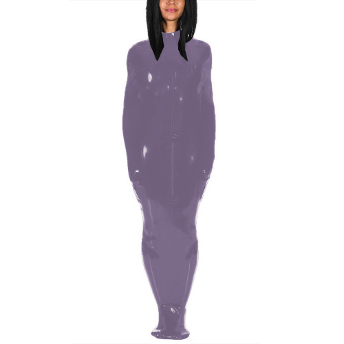Glossy Patent Leather Jumpsuit Sexy Zipper Back Shiny Faux Latex Overall High Neck Vinyl Wetlook Rompers Playsuit Party Bodysuit