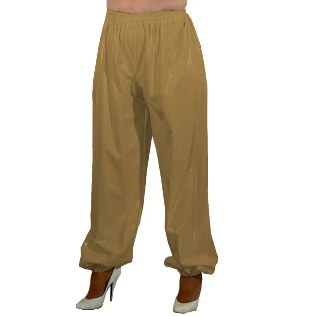 PVC Leahter High Waist Loose Pants Women Elastic Waist Trousers Streetwear Sissy Casual Long Pants Clubwear Dance Costume
