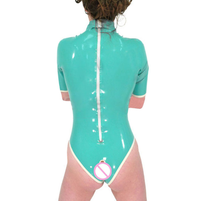 Exotic Wetlook PVC Leather Bodysuit Women Open Bust Crotchless Rompers Sissy Hot Erotic Costume Hollow Out Leotard Club Lingerie