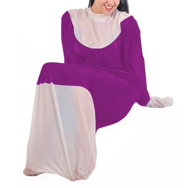 Adult Baby Bodysuit PVC Leather Long Sleeve Sleep Bag Patent Leather Loose Pajamas Vinyl Cosplay Faux Latex Sissy Costume
